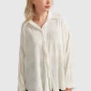 Online Belle & Bloom Serenade Velvet Plisse Shirt - Off-White