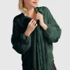 Outlet Belle & Bloom Serenade Velvet Plisse Shirt - Dark Teal DarkTeal