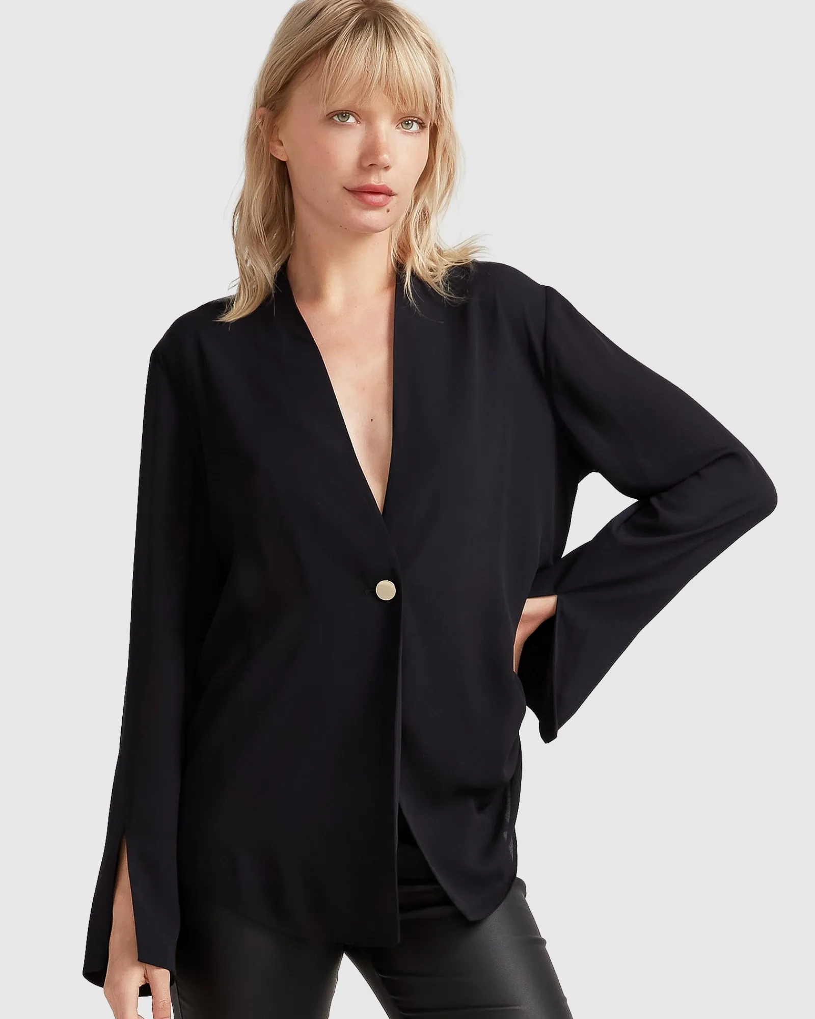 Discount Belle & Bloom Sheer Genius Lightweight Blazer - Black