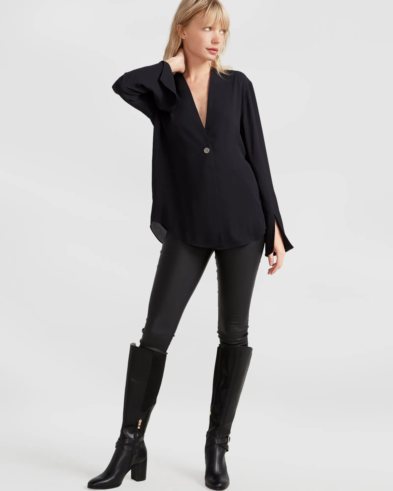 Discount Belle & Bloom Sheer Genius Lightweight Blazer - Black