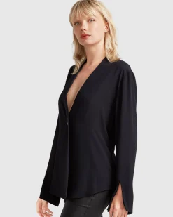 Discount Belle & Bloom Sheer Genius Lightweight Blazer - Black