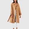 New Belle & Bloom Shore To Shore Belted Wool Coat - Camel