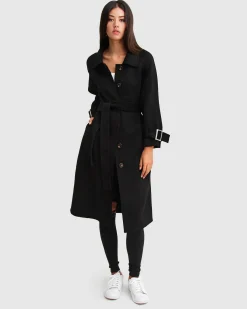Clearance Belle & Bloom Shore To Shore Belted Wool Coat - Black