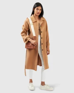 New Belle & Bloom Shore To Shore Belted Wool Coat - Camel