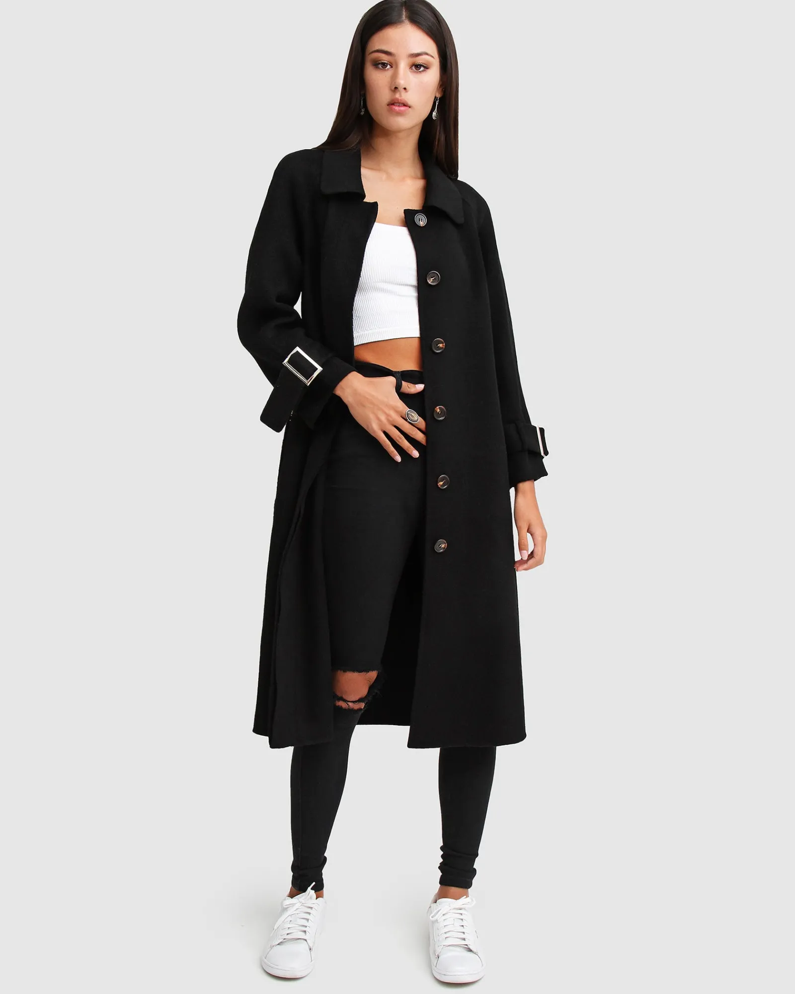 Clearance Belle & Bloom Shore To Shore Belted Wool Coat - Black