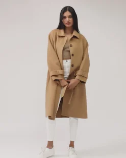New Belle & Bloom Shore To Shore Belted Wool Coat - Camel