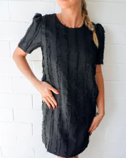 Hot Belle & Bloom Star Child Textured Mini Dress - Black