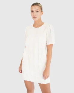 New Belle & Bloom Star Child Textured Mini Dress - Off-White