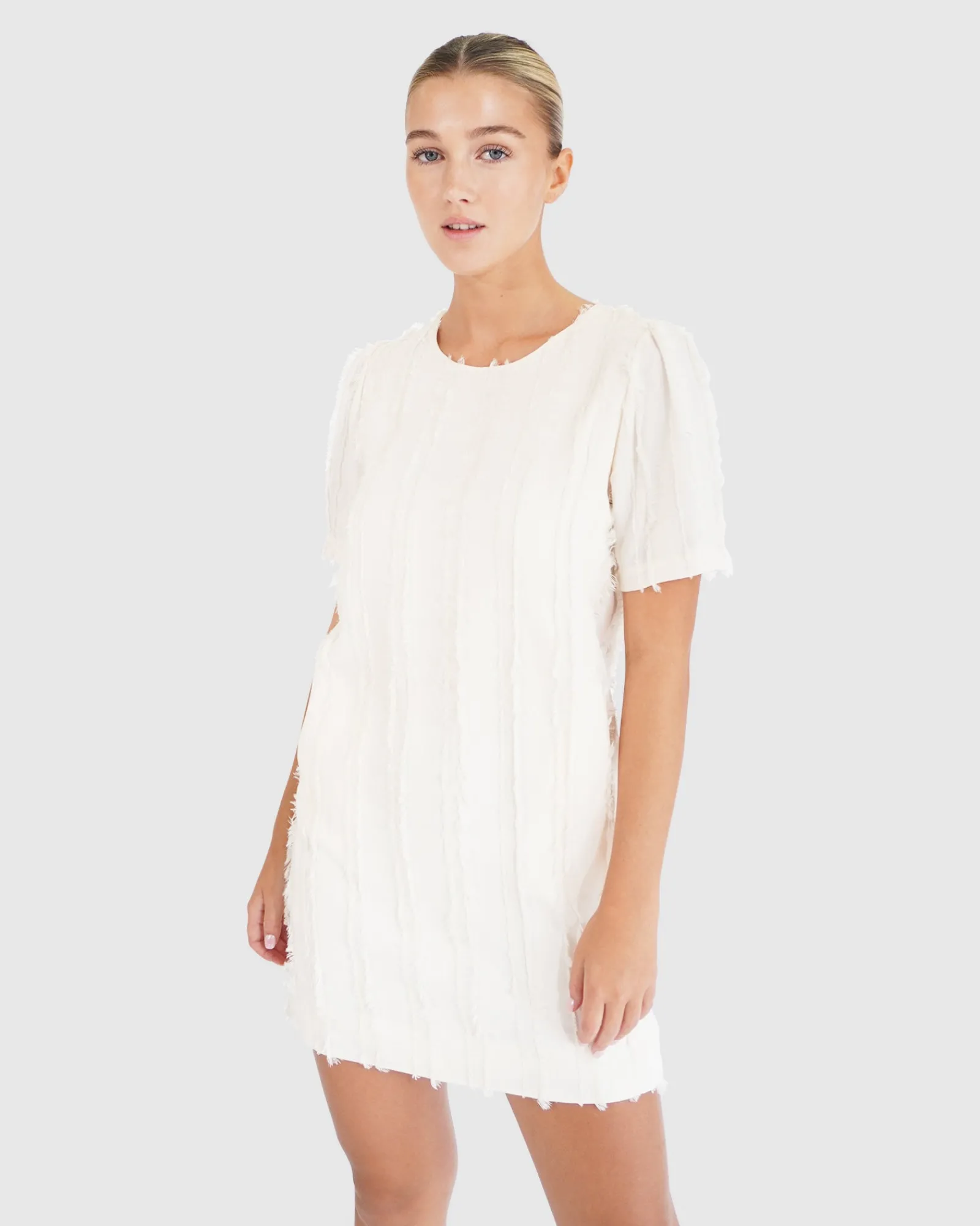 New Belle & Bloom Star Child Textured Mini Dress - Off-White