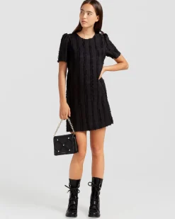 Hot Belle & Bloom Star Child Textured Mini Dress - Black