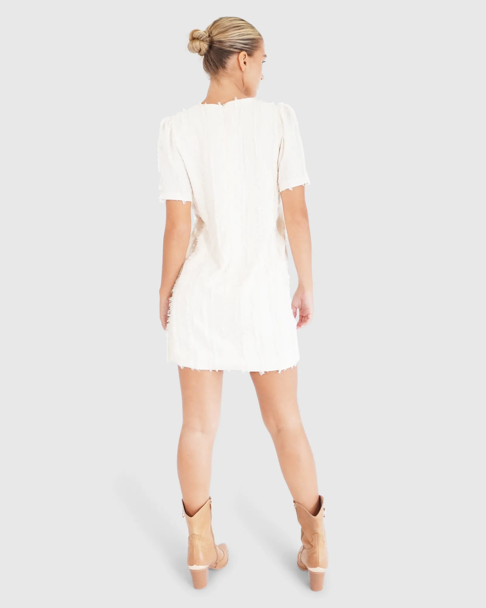 New Belle & Bloom Star Child Textured Mini Dress - Off-White