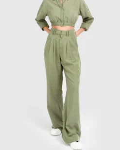 Best Belle & Bloom State of Play Wide Leg Pant - Army Green ArmyGreen