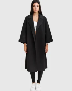 Online Belle & Bloom Stay Wild Oversized Wool Coat - Black