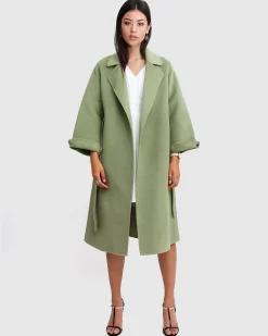 Outlet Belle & Bloom Stay Wild Oversized Wool Coat - Grass