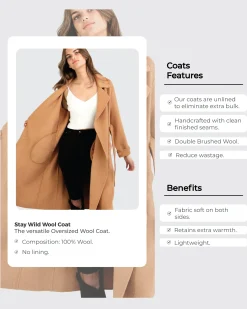 Fashion Belle & Bloom Stay Wild Oversized Wool Coat - Dark Teal DarkTeal