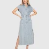 Online Belle & Bloom Sundown Denim Midi Shirt Dress