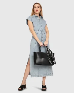 Online Belle & Bloom Sundown Denim Midi Shirt Dress