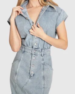 Online Belle & Bloom Sundown Denim Midi Shirt Dress