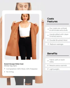 Discount Belle & Bloom Sweet Escape Robe Coat - Camel