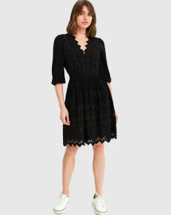 Online Belle & Bloom Sweet Talk Eyelet Mini Dress - Black