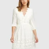 Hot Belle & Bloom Sweet Talk Eyelet Mini Dress - White
