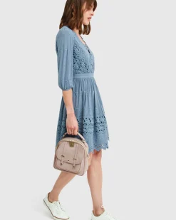 Best Belle & Bloom Sweet Talk Eyelet Mini Dress - Dusty Blue DustyBlue