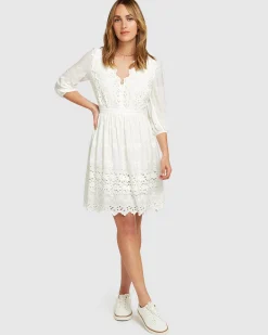 Hot Belle & Bloom Sweet Talk Eyelet Mini Dress - White