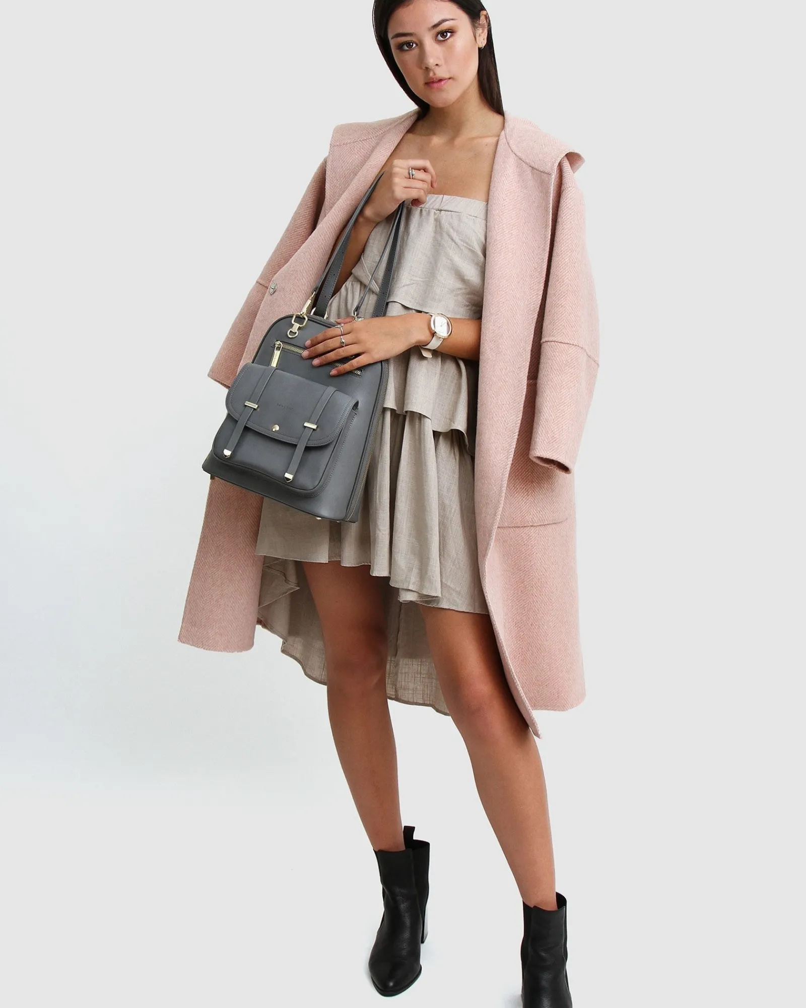 Clearance Belle & Bloom 5th Ave Leather Backpack - Ash