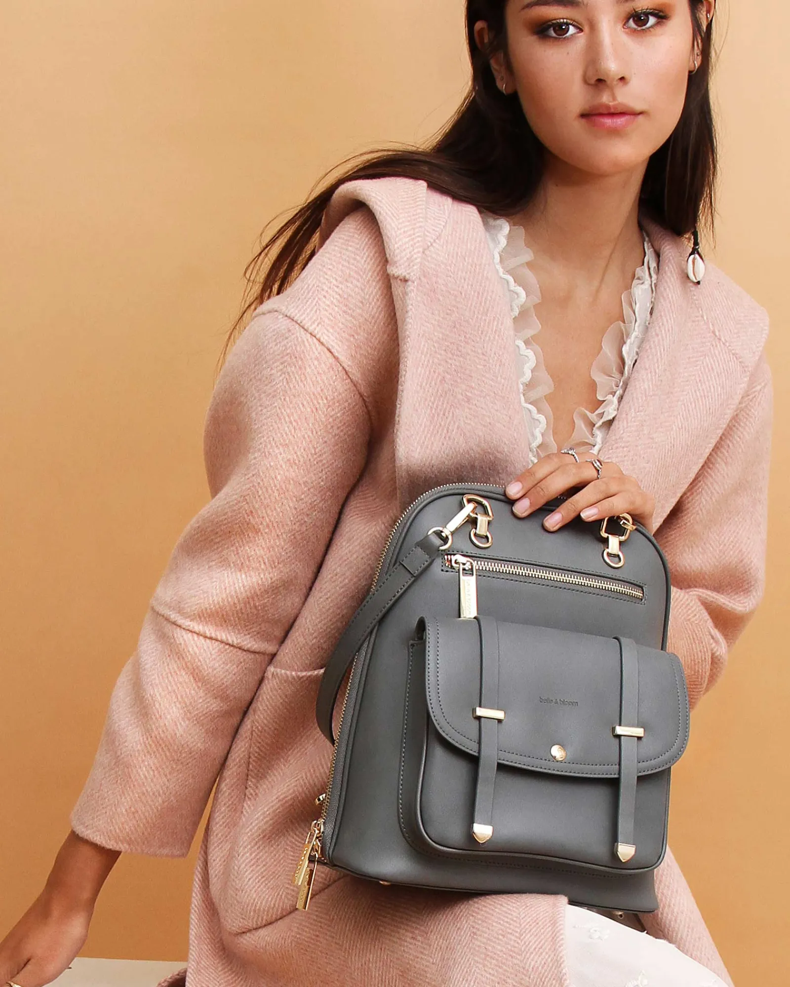 Clearance Belle & Bloom 5th Ave Leather Backpack - Ash