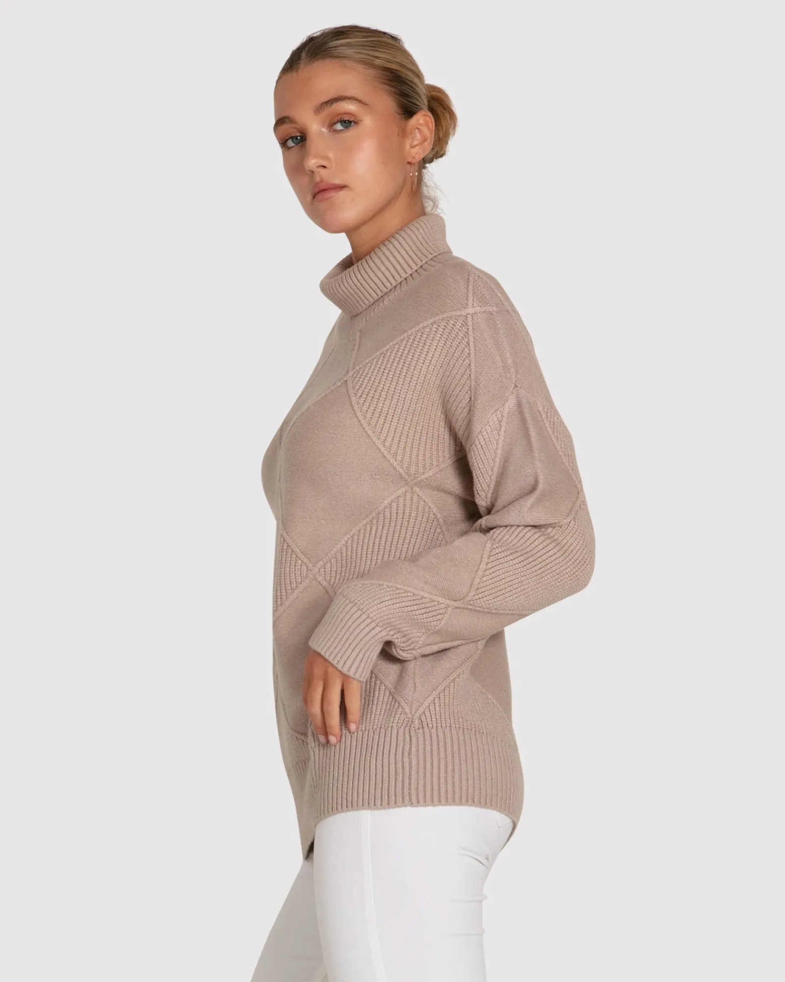 Discount Belle & Bloom The Academy Turtleneck Jumper - Oat