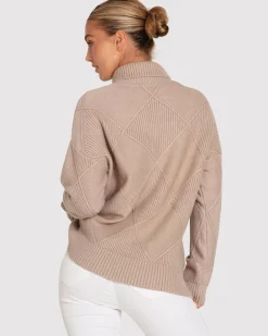 Discount Belle & Bloom The Academy Turtleneck Jumper - Oat