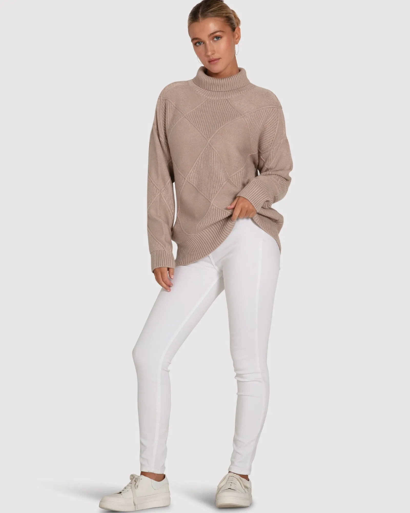 Discount Belle & Bloom The Academy Turtleneck Jumper - Oat