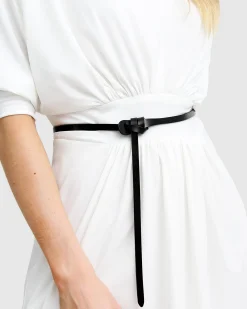 Online Belle & Bloom Tie The Knot Leather Belt - Black
