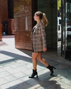 Hot Belle & Bloom Too Cool For Work Plaid Blazer - Camel