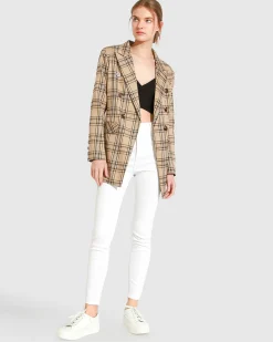 Hot Belle & Bloom Too Cool For Work Plaid Blazer - Camel