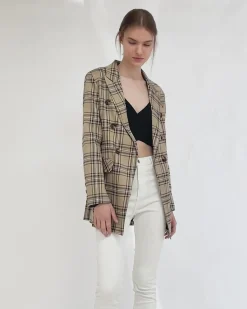 Hot Belle & Bloom Too Cool For Work Plaid Blazer - Camel