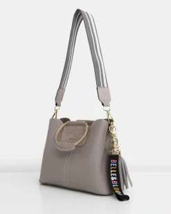 New Belle & Bloom Twilight Leather Cross-Body Bag - Grey BodyBag-Grey