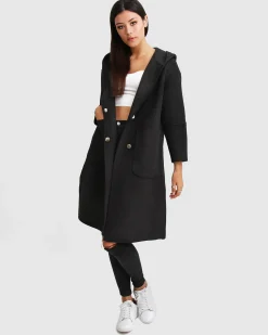 Sale Belle & Bloom Walk This Way Wool Blend Oversized Coat - Black