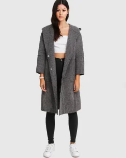 Fashion Belle & Bloom Walk This Way Wool Blend Oversized Coat - Black/White