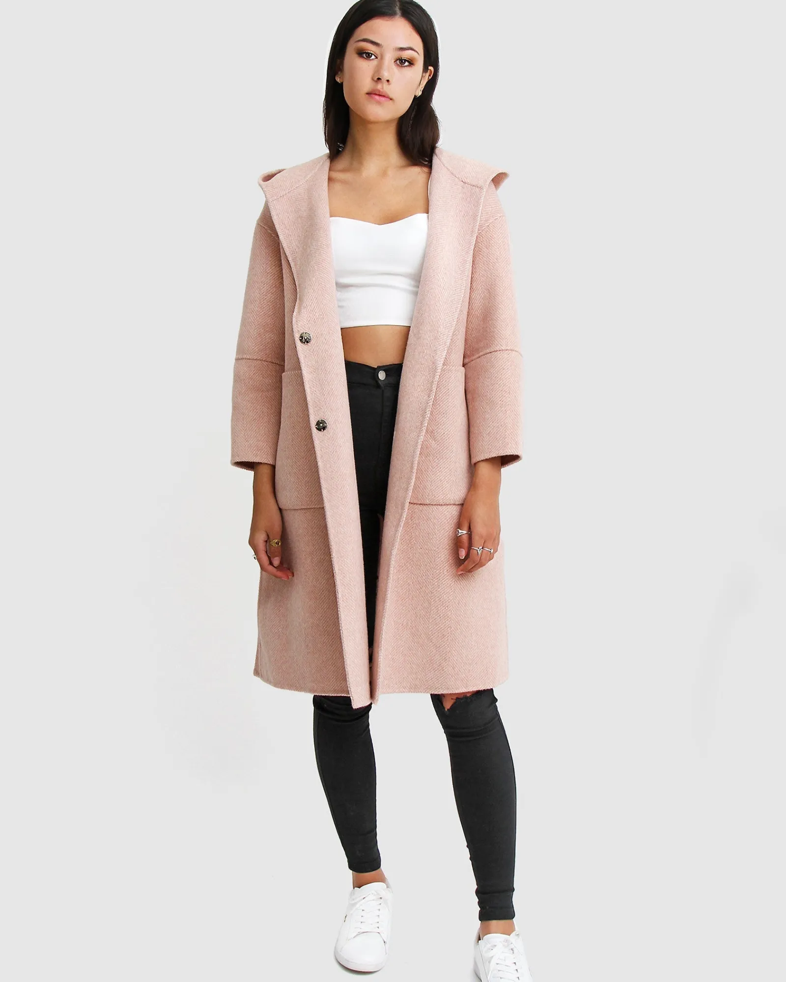 Fashion Belle & Bloom Walk This Way Wool Blend Oversized Coat - Blush Pink BlushPink