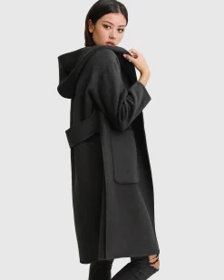 Sale Belle & Bloom Walk This Way Wool Blend Oversized Coat - Black