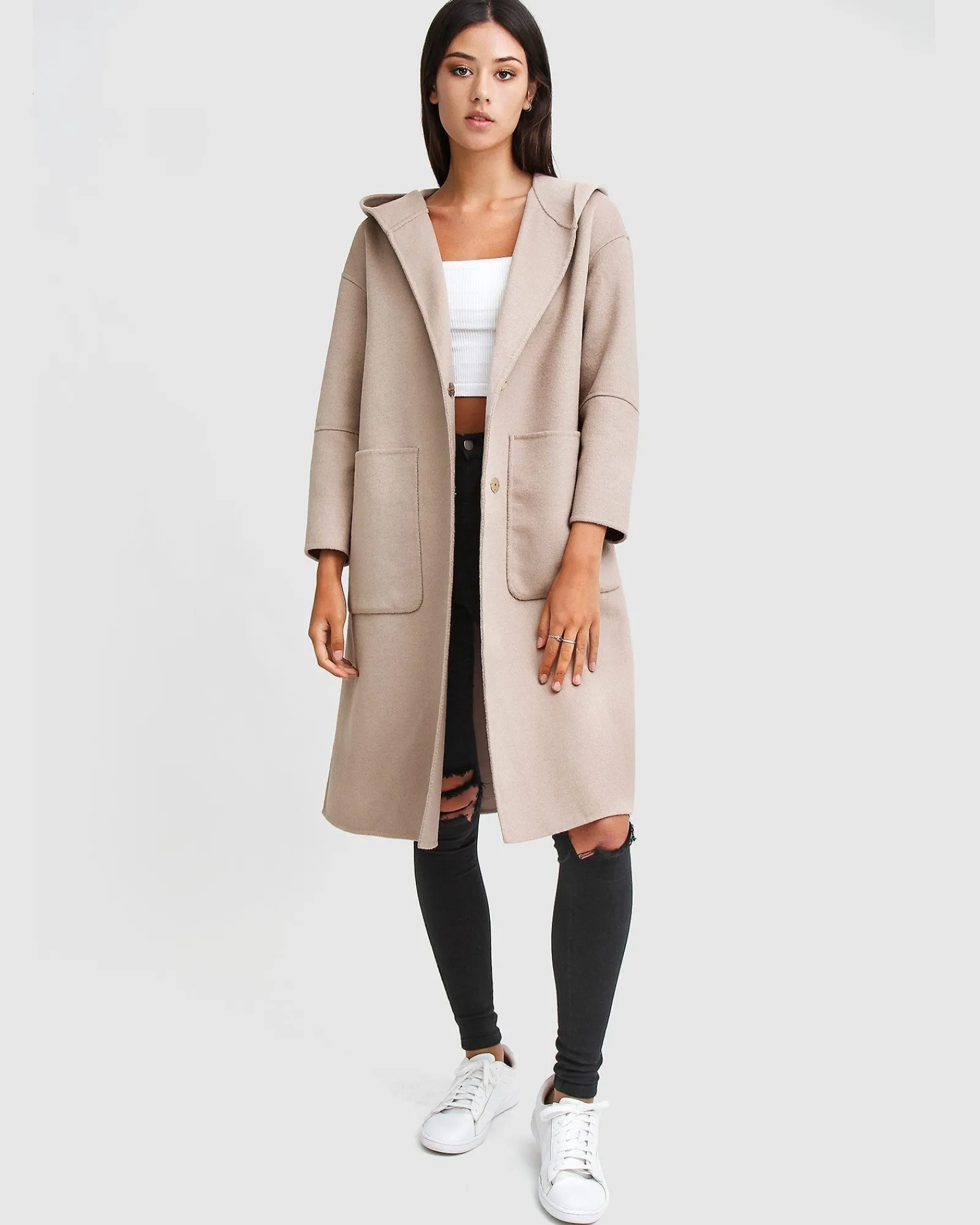 Sale Belle & Bloom Walk This Way Wool Blend Oversized Coat - Sand