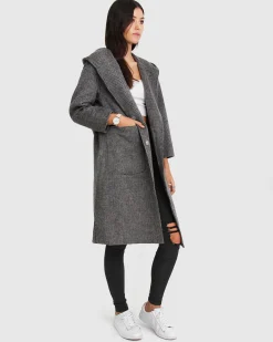Fashion Belle & Bloom Walk This Way Wool Blend Oversized Coat - Black/White