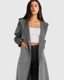 New Belle & Bloom Walk This Way Wool Blend Oversized Coat - Dark Grey DarkGrey