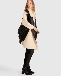New Belle & Bloom Watch Me Go Oversized Leather Trimmed Coat - Pale Oat PaleOat