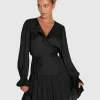 Outlet Belle & Bloom Wild Flower Embroidered Wrap Dress - Black