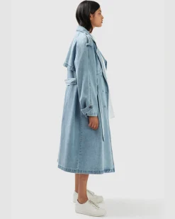 Outlet Belle & Bloom Wild Skies Denim Trench - Stonewash