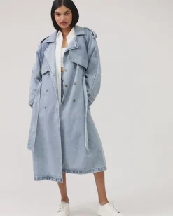 Outlet Belle & Bloom Wild Skies Denim Trench - Stonewash