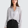 Fashion Belle & Bloom Yoko Shirred Chiffon Blouse - Grey