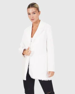 New Belle & Bloom Young Blood Frayed Edge Blazer - Cream